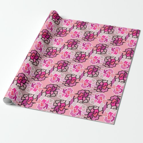 Into The Pink Mid Century Geometric Pattern Art Wrapping Paper