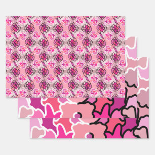 Into The Pink Mid Century Geometric Pattern Art Wrapping Paper Sheets
