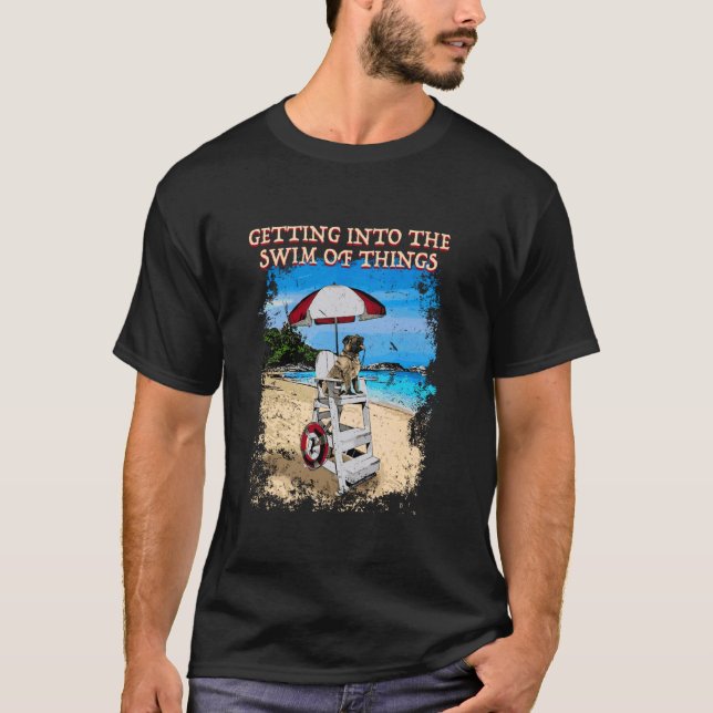 Into the Swim of Things Rescuer Swimming Pool Atte T-Shirt (Front)
