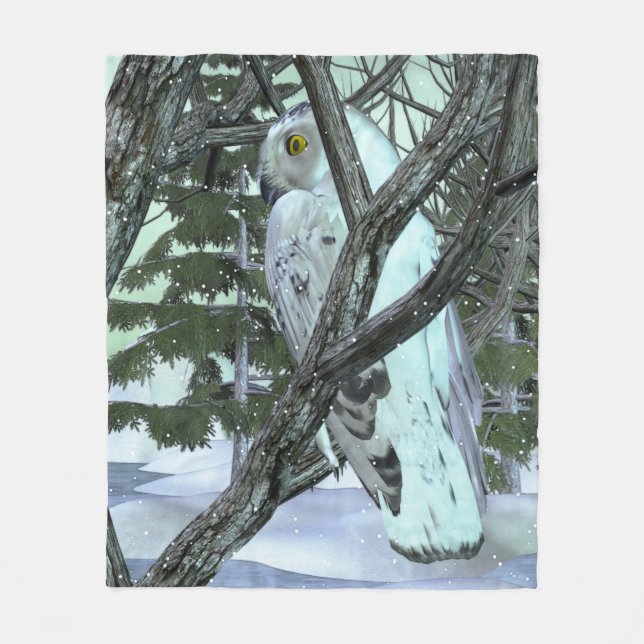 Into The Wild Snowy Owl DECOR WINTER Fleece Blanket (Front)