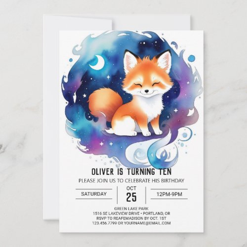 Into the Woodland Fox Birthday Invitation