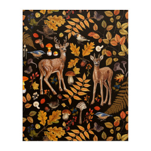 Into the woods/Autumn deer on black Acrylic Print