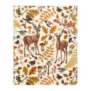 Into the woods/Autumn deer on black Acrylic Print