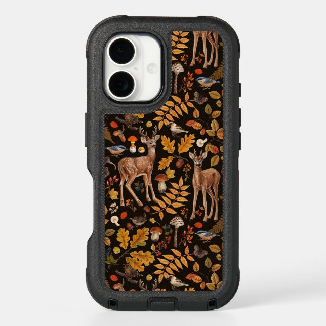 Into the woods/Autumn deer on black Otterbox iPhone Case (Back)