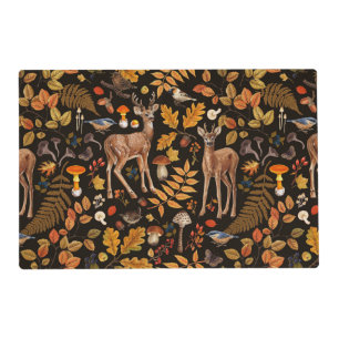 Into the woods/Autumn deer on black Placemat
