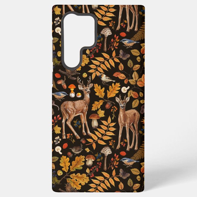 Into the woods/Autumn deer on black Samsung Galaxy Case (Back)