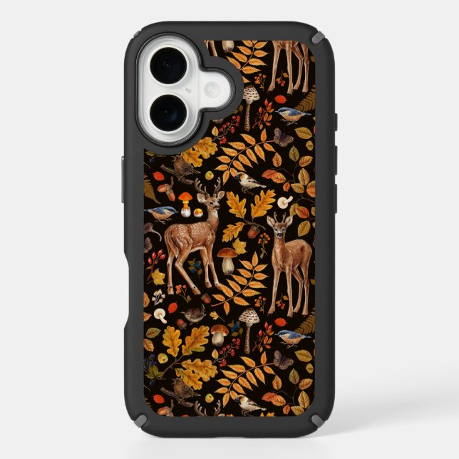 Into the woods/Autumn deer on black Speck iPhone Case (Front)