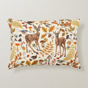 Into the woods/Autumn deer on off white Accent Pillow