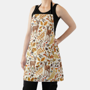 Into the woods/Autumn deer on off white Apron
