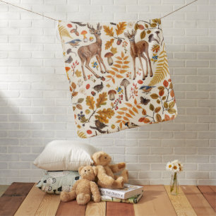 Into the woods/Autumn deer on off white Baby Blanket