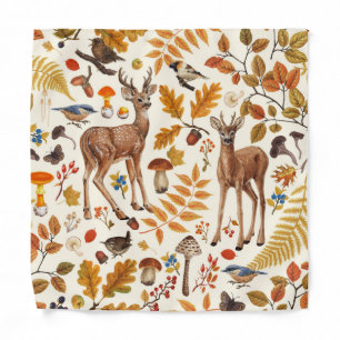 Into the woods/Autumn deer on off white Bandana