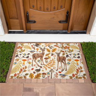 Into the woods/Autumn deer on off white Doormat