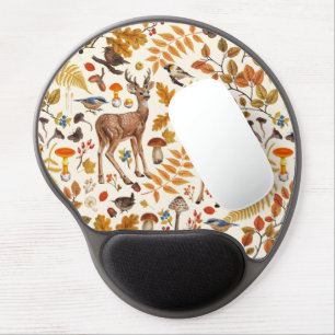Into the woods/Autumn deer on off white Gel Mouse Pad