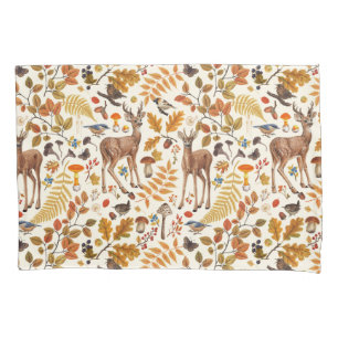 Into the woods/Autumn deer on off white Pillow Case