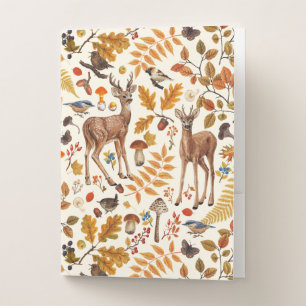 Into the woods/Autumn deer on off white Pocket Folder