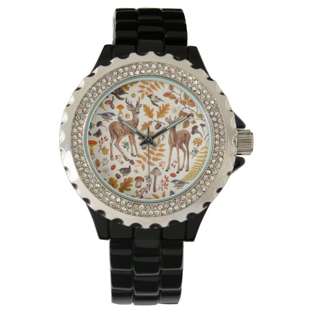 Into the woods/Autumn deer on off white Watch (Front)