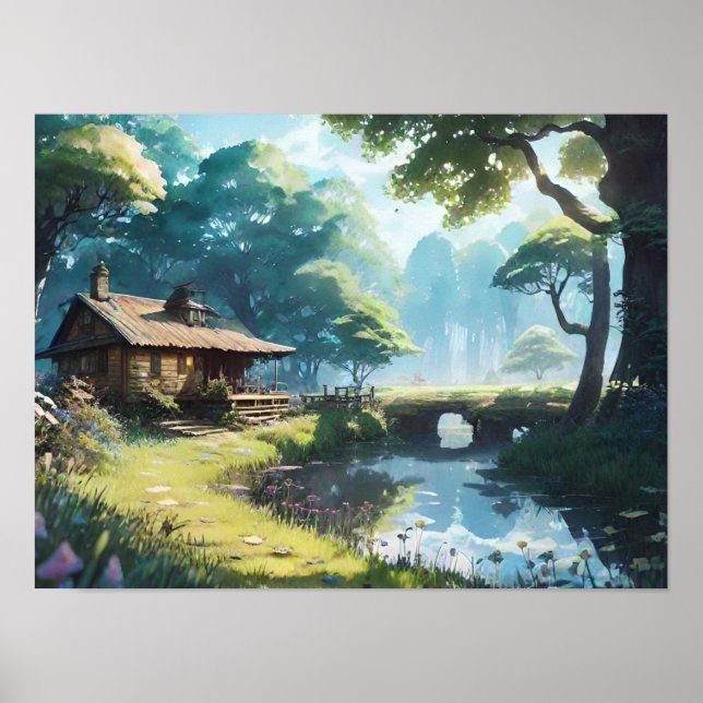 Into the Woods Fantasy Cabin Poster (Front)
