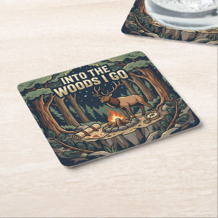 Into The Woods I Go Square Paper Coaster
