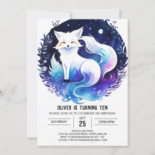 Into the Woods Red Fox Birthday Invitation