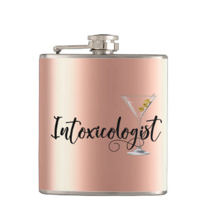 Intoxicologist Rose Gold Drinking Funny Alcohol Flask