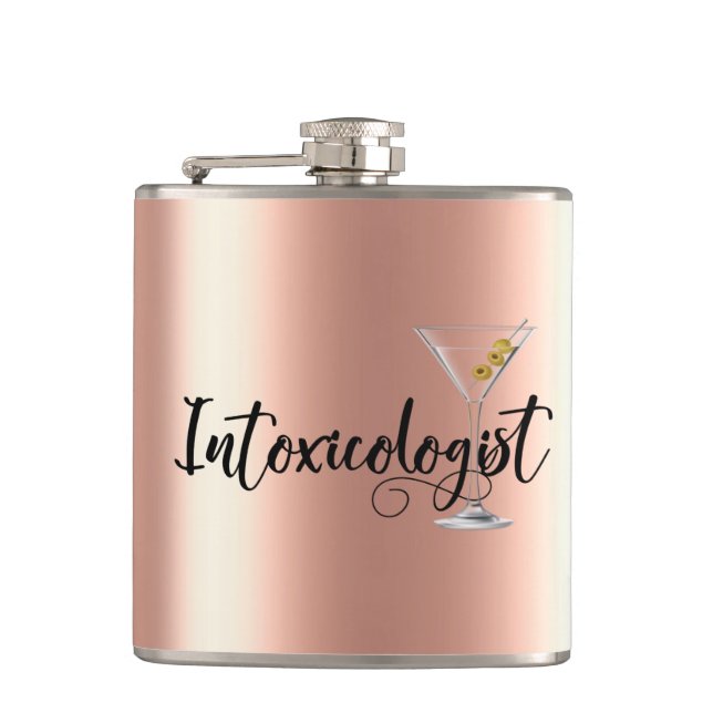 Intoxicologist Rose Gold Drinking Funny Alcohol Flask (Front)