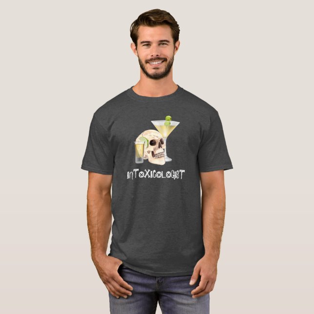 Intoxicologist Skull Cocktail Drinking T-Shirt (Front Full)