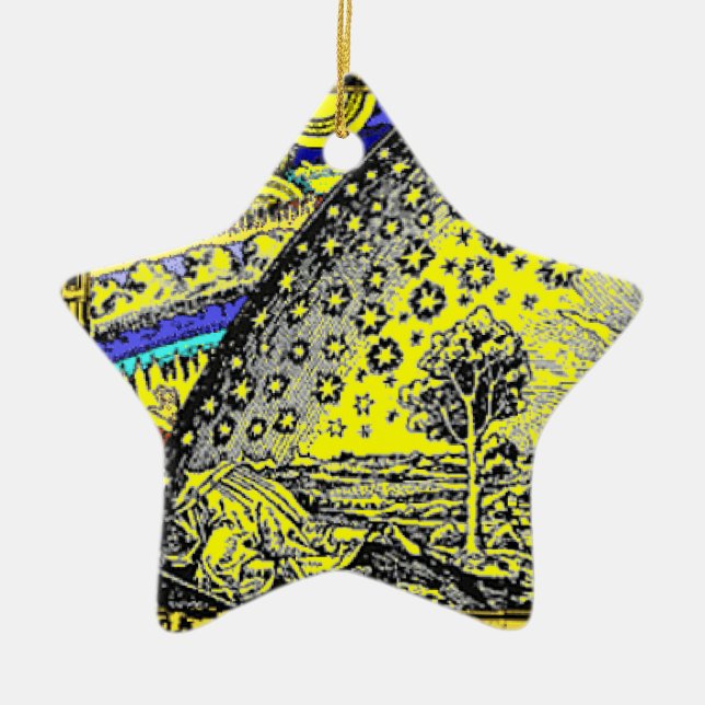 Intracate Celestial sphere Sun Moon Stars Planets Ceramic Ornament (Front)