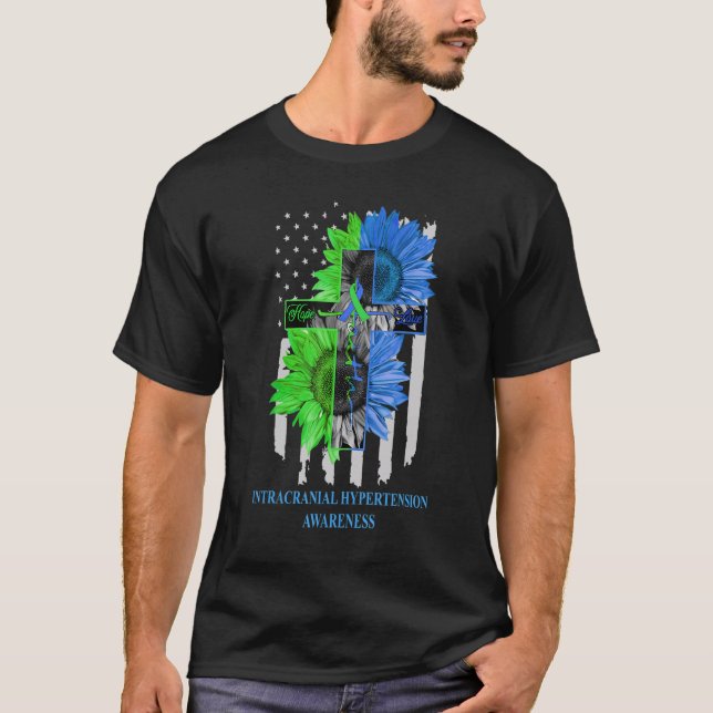 Intracranial Hypertension Awareness US Flag Faith  T-Shirt (Front)