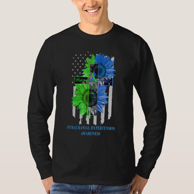 Intracranial Hypertension Awareness US Flag Faith  T-Shirt (Front)