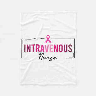 Intravenous Nurse Breast Cancer Awareness Fleece Blanket