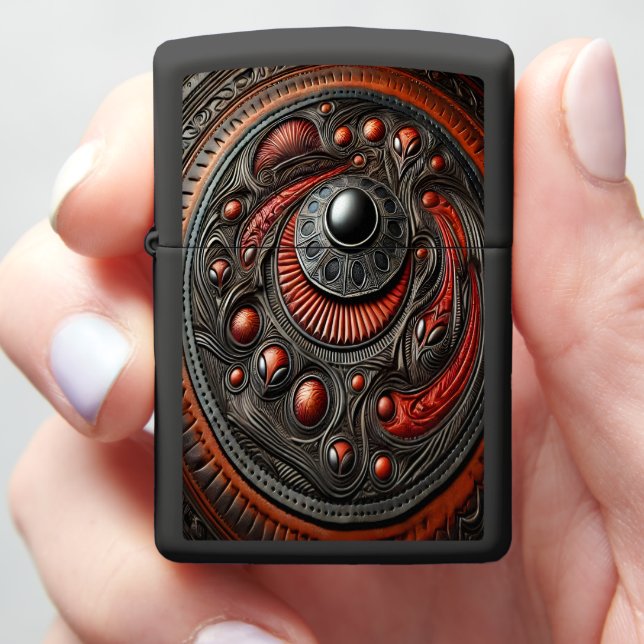 Intricate Alien Symbols Uncovered Zippo Lighter (In Hand)