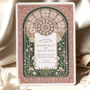 Intricate Art Nouveau Floral Wedding Invitation