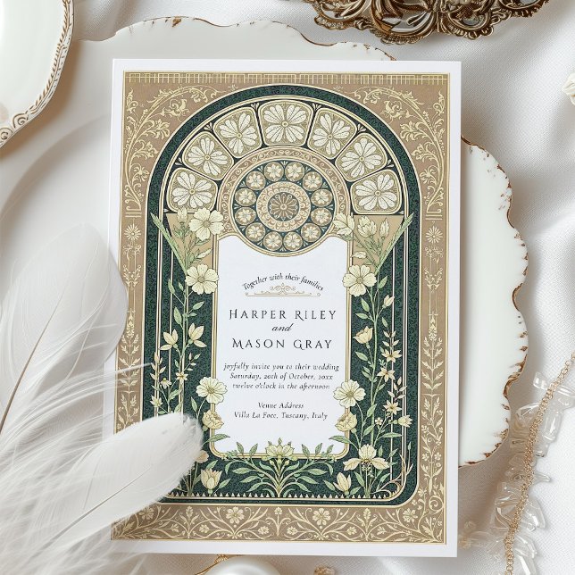Intricate Art Nouveau Floral Wedding Invitation (Creator Uploaded)