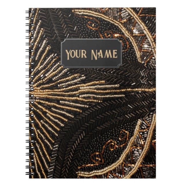 Intricate Beaded Pattern Vintage Look - your name  Notebook (Front)