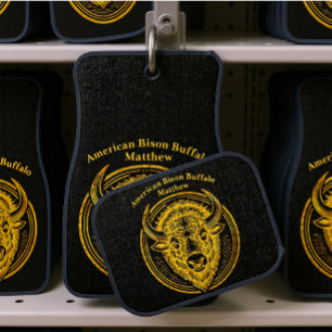 Intricate Bison Buffalo Head Illustration Car Floor Mat