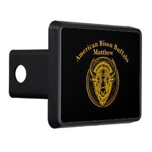 Intricate Bison Buffalo Head Illustration Hitch Cover