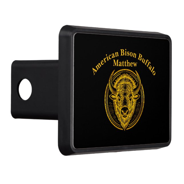 Intricate Bison Buffalo Head Illustration Hitch Cover (Right)