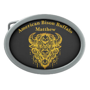 Intricate Bison Design With Tribal Elements Belt Buckle