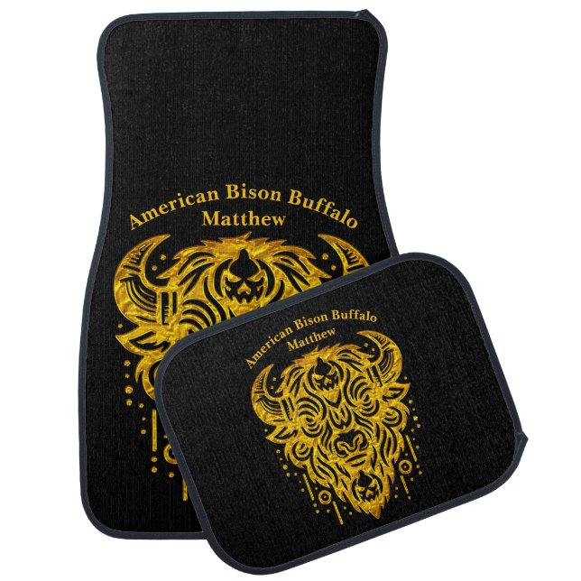 Intricate Bison Design With Tribal Elements Car Floor Mat (Set)
