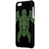 Intricate Black and Green Sea Turtle iPhone Case (Back Left)