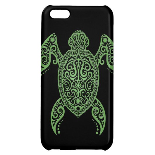 Intricate Black and Green Sea Turtle iPhone Case (Back)