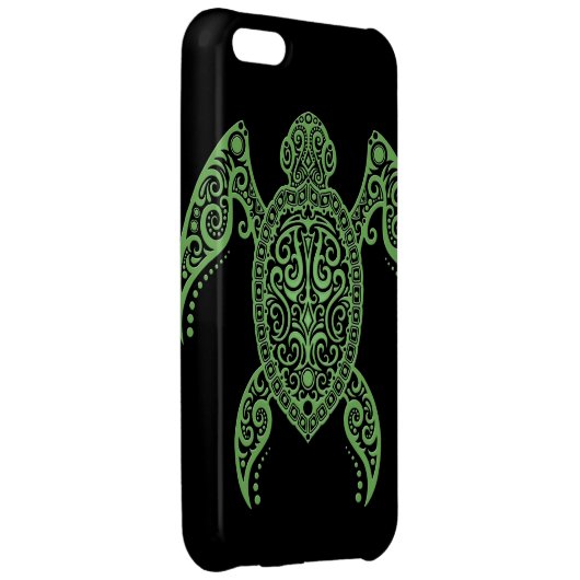 Intricate Black and Green Sea Turtle iPhone Case (Back Right)