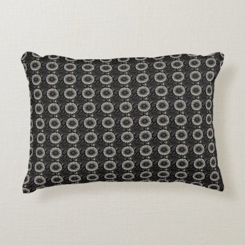 Intricate Black and White Floral Illustration Accent Pillow