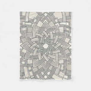 Intricate Black And White Geometric Mandala Fleece Blanket