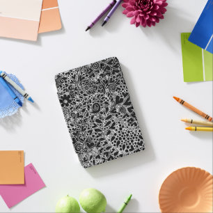 Intricate Black and White Lace Floral Art iPad Mini Cover