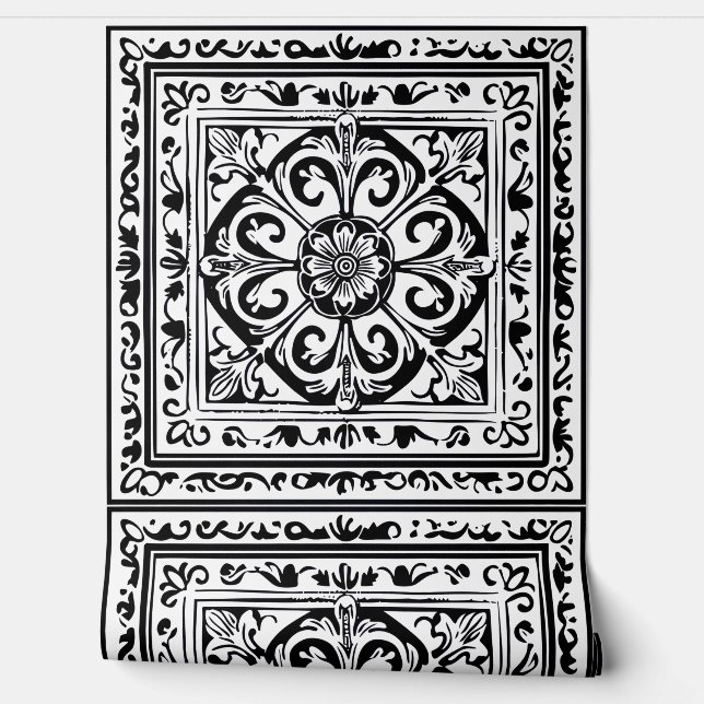 Intricate black and white wallpaper  (Unrolling)