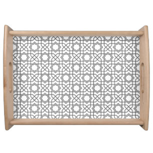 Intricate black geometric pattern with star-like serving tray