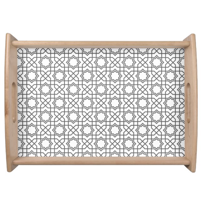 Intricate black geometric pattern with star-like serving tray (Front)
