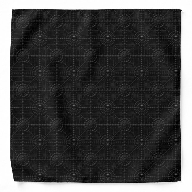 Intricate Black Skull Pattern Bandana (Front)