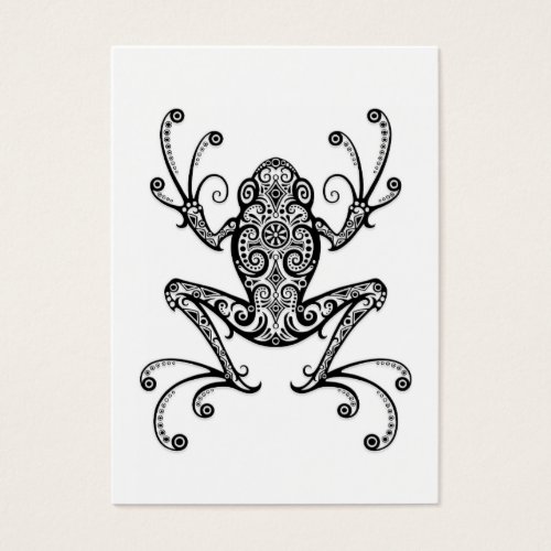 Intricate Black Tree Frog on White Business Card